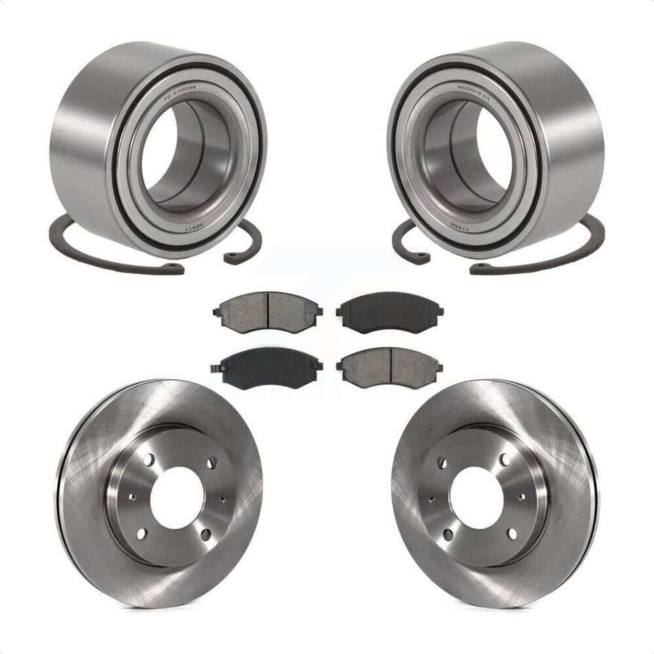 Front Wheel Bearing With Disc Brake Rotors And Semi-Metallic Pads Kit For Hyundai Sonata KBB-102580