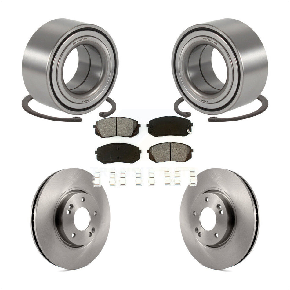 Front Wheel Bearing With Disc Brake Rotors And Semi-Metallic Pads Kit For Hyundai Tucson Kia Sportage KBB-102584