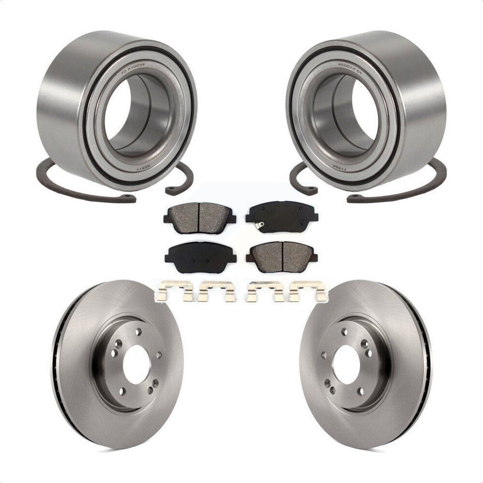 Front Wheel Bearing With Disc Brake Rotors And Semi-Metallic Pads Kit For Hyundai Sonata Kia Optima KBB-102585