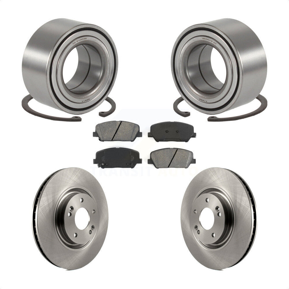 Front Wheel Bearing With Disc Brake Rotors And Semi-Metallic Pads Kit For 2011-2013 Kia Optima 2.0L KBB-102589