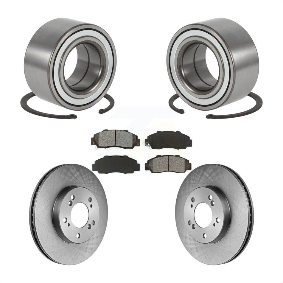 Front Wheel Bearing With Disc Brake Rotors And Semi-Metallic Pads Kit For 1997-2001 Honda CR-V Prelude KBB-102594