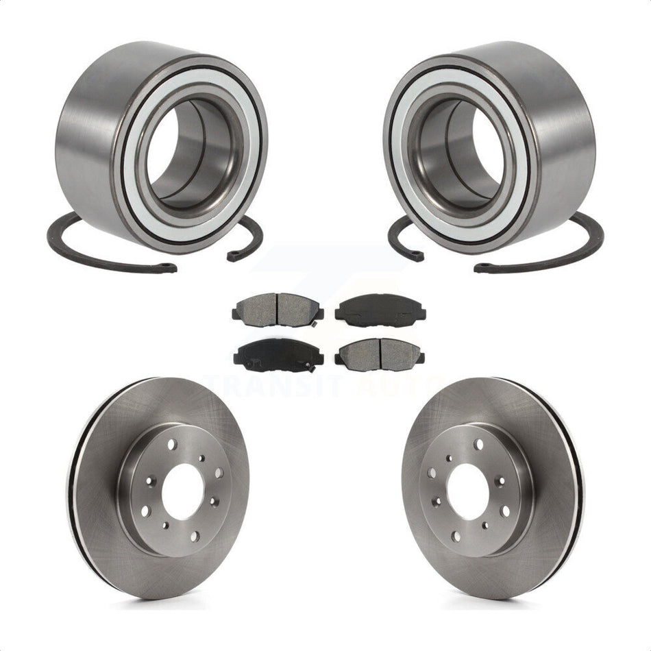 Front Wheel Bearing With Disc Brake Rotors And Semi-Metallic Pads Kit For 1998-2002 Honda Accord Coupe with 2.3L KBB-102595