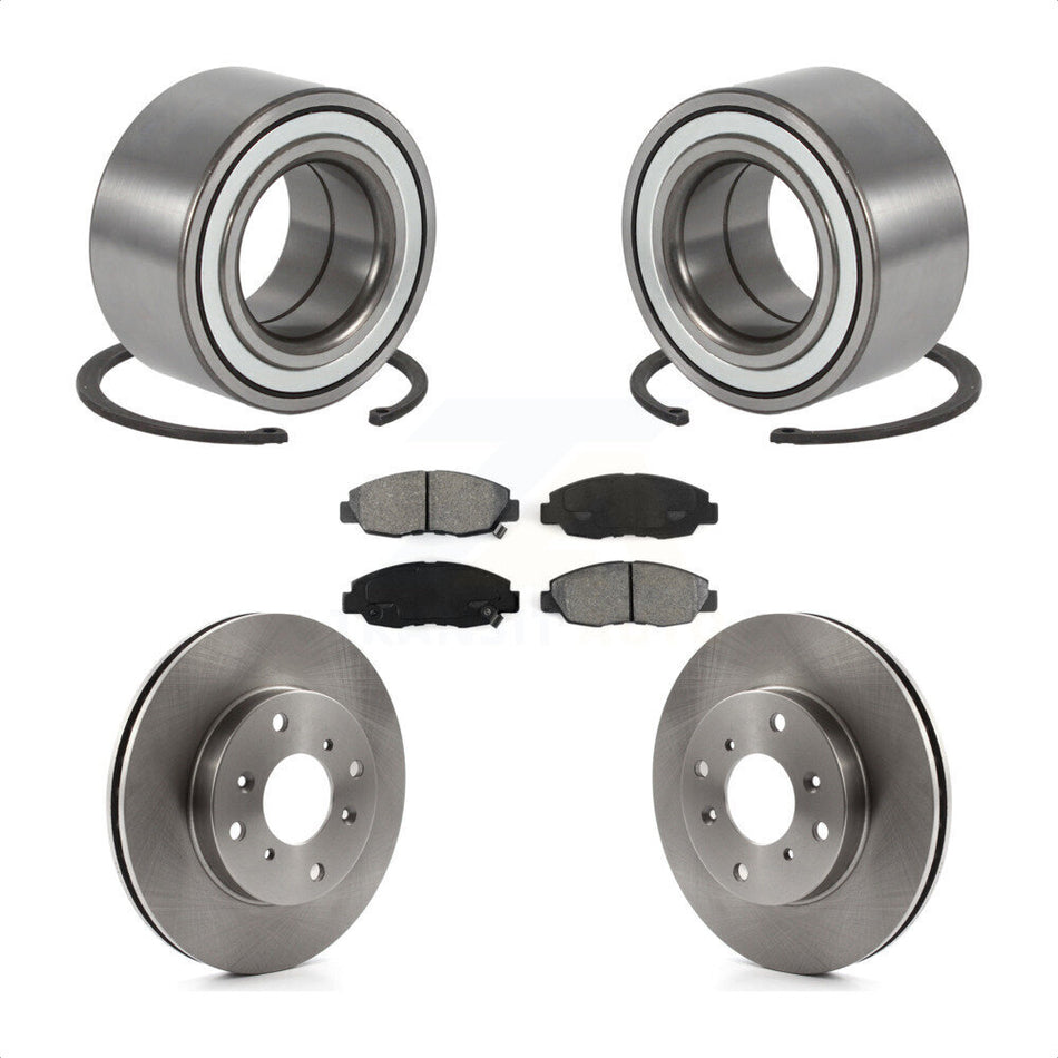Front Wheel Bearing With Disc Brake Rotors And Semi-Metallic Pads Kit For 1998-2002 Honda Accord Sedan with 2.3L KBB-102596