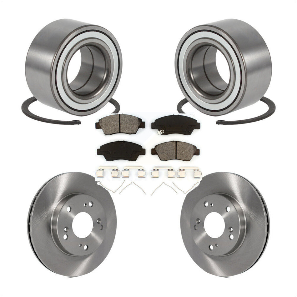 Front Wheel Bearing With Disc Brake Rotors And Semi-Metallic Pads Kit For Honda Civic Acura RSX KBB-102601