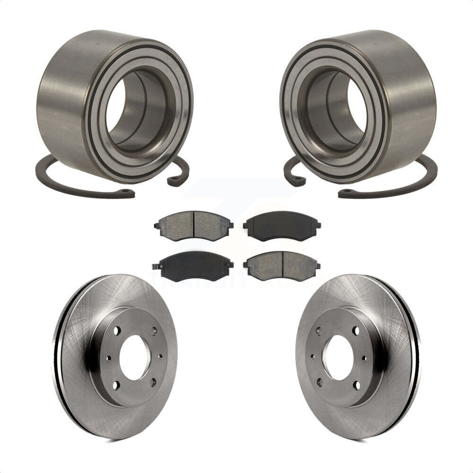 Front Wheel Bearing With Disc Brake Rotors And Semi-Metallic Pads Kit For Hyundai Elantra Tiburon KBB-102607