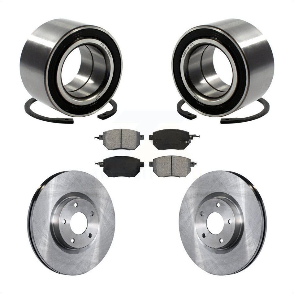 Front Wheel Bearing With Disc Brake Rotors And Semi-Metallic Pads Kit For Nissan Altima Maxima KBB-102623