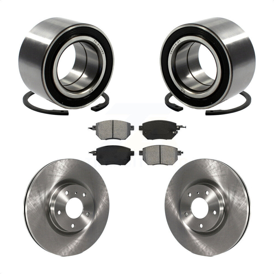 Front Wheel Bearing With Disc Brake Rotors And Semi-Metallic Pads Kit For Nissan Altima Maxima KBB-102624