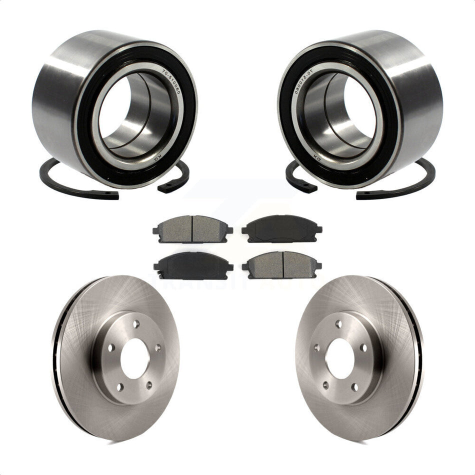 Front Wheel Bearing With Disc Brake Rotors And Semi-Metallic Pads Kit For 2005-2006 Nissan X-Trail KBB-102625