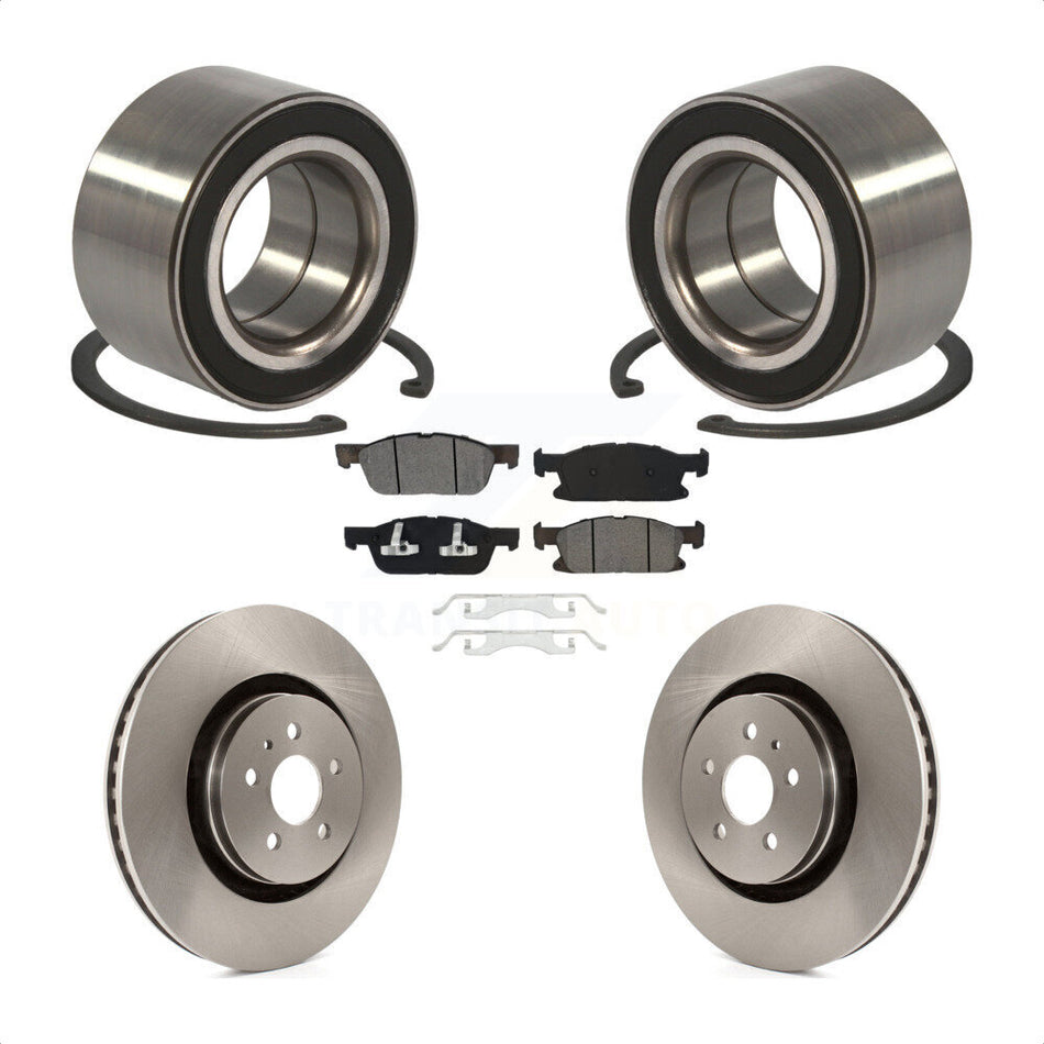 Front Wheel Bearing With Disc Brake Rotors And Semi-Metallic Pads Kit For 2015 Ford Edge AWD KBB-102637