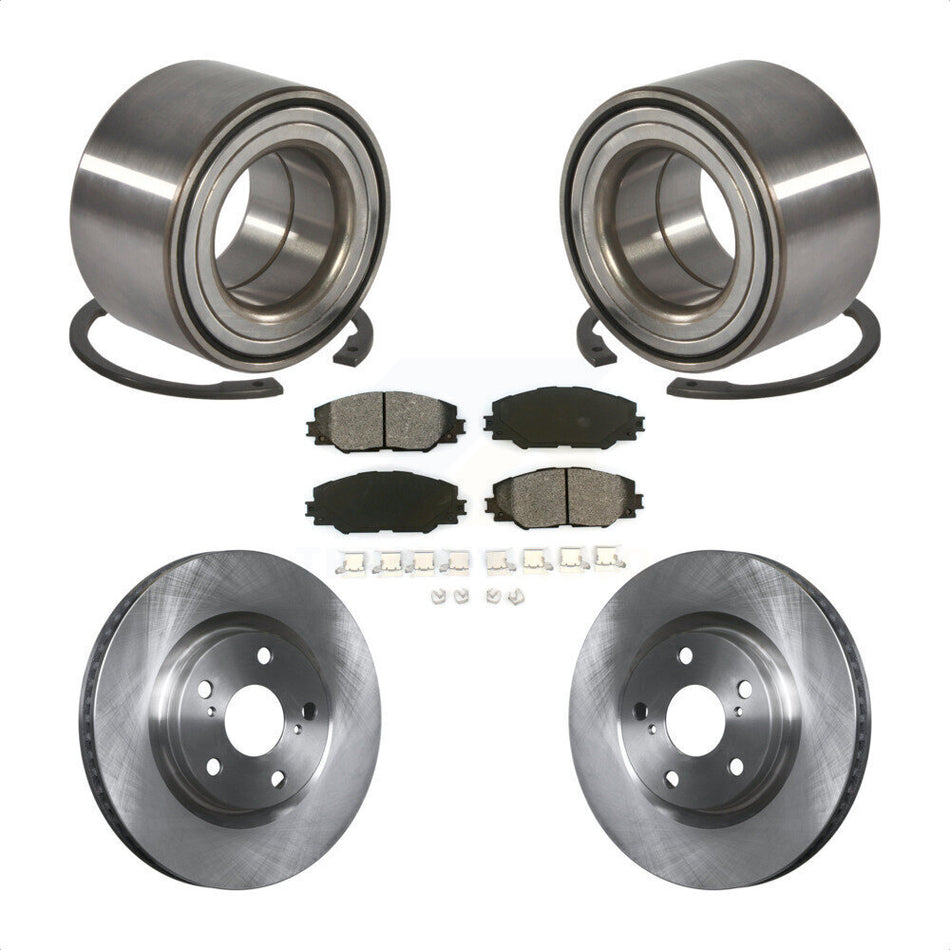 Front Wheel Bearing With Disc Brake Rotors And Semi-Metallic Pads Kit For 2017-2018 Toyota Corolla iM KBB-102657