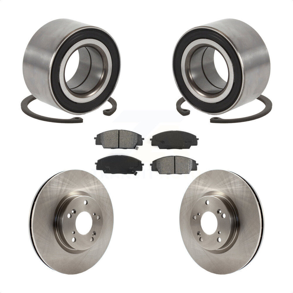 Front Wheel Bearing With Disc Brake Rotors And Semi-Metallic Pads Kit For Honda Civic Acura CSX KBB-102667