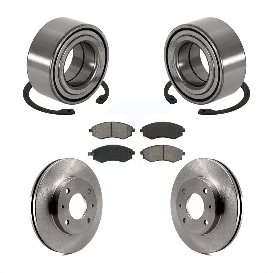 Front Wheel Bearing With Disc Brake Rotors And Semi-Metallic Pads Kit For 1999-2000 Hyundai Sonata KBB-102673