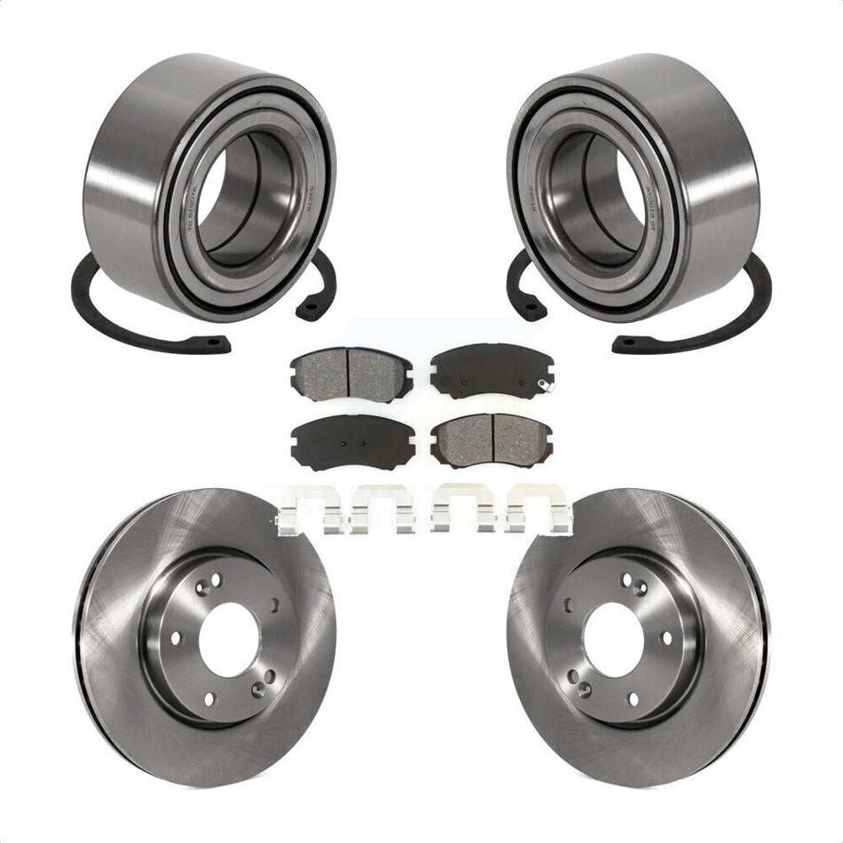 Front Wheel Bearing With Disc Brake Rotors And Semi-Metallic Pads Kit For Hyundai Tiburon KBB-102674