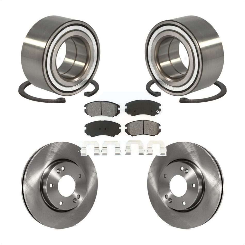 Front Wheel Bearing With Disc Brake Rotors And Semi-Metallic Pads Kit For Hyundai Tiburon KBB-102679