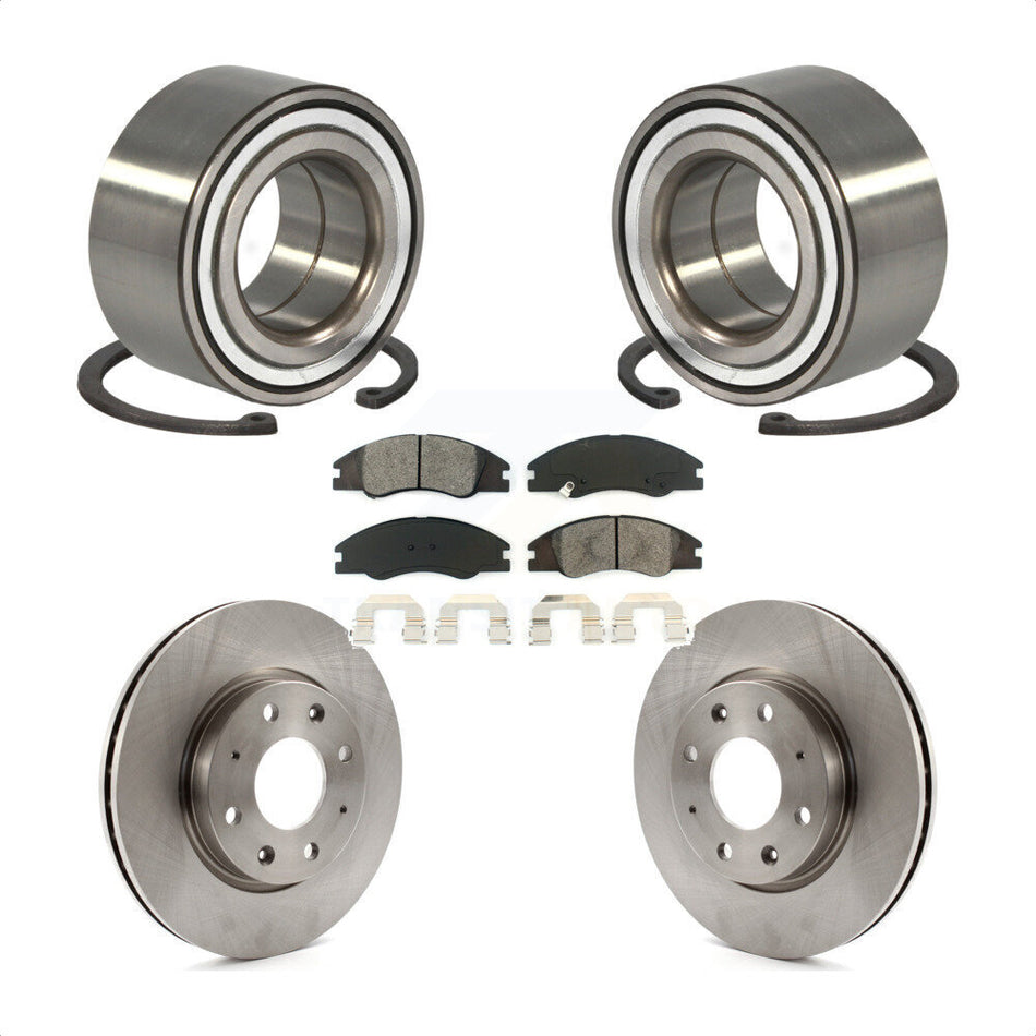 Front Wheel Bearing With Disc Brake Rotors And Semi-Metallic Pads Kit For Kia Spectra Spectra5 KBB-102682