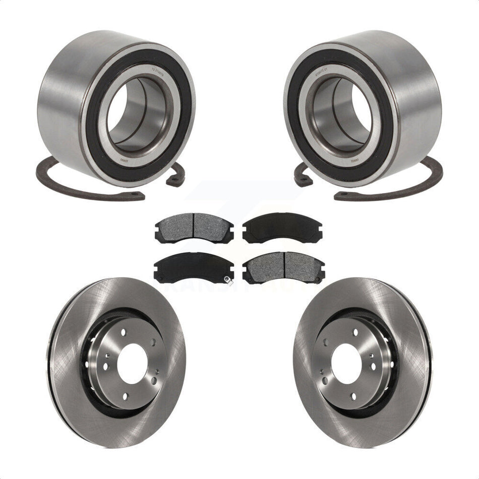 Front Wheel Bearing With Disc Brake Rotors And Semi-Metallic Pads Kit For 2005-2006 Mitsubishi Outlander KBB-102686