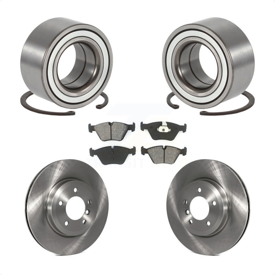 Front Wheel Bearing With Disc Brake Rotors And Semi-Metallic Pads Kit For 2001-2005 BMW 330xi KBB-102689