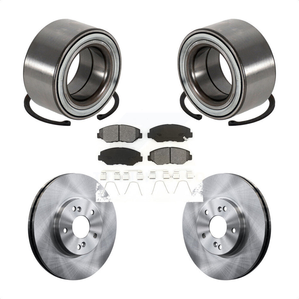 Front Wheel Bearing With Disc Brake Rotors And Semi-Metallic Pads Kit For 2005-2008 Honda Pilot KBB-102711