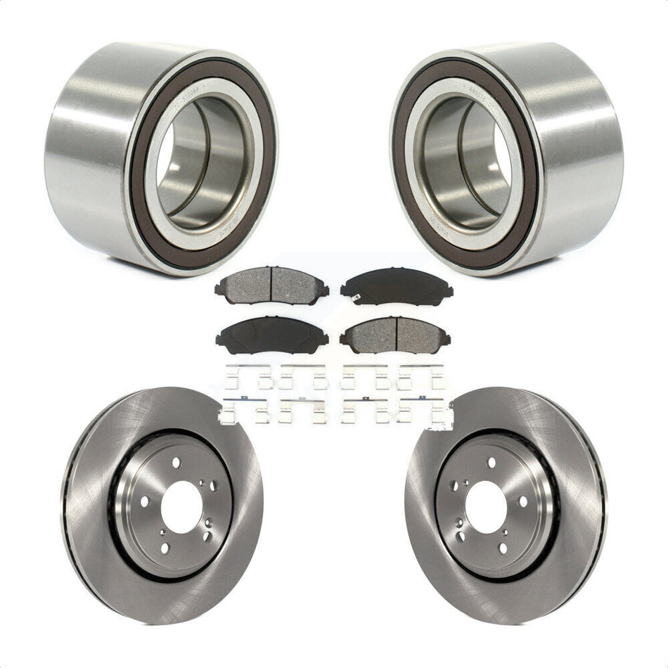 Front Wheel Bearing With Disc Brake Rotors And Semi-Metallic Pads Kit For 2017-2019 Honda Ridgeline KBB-102714