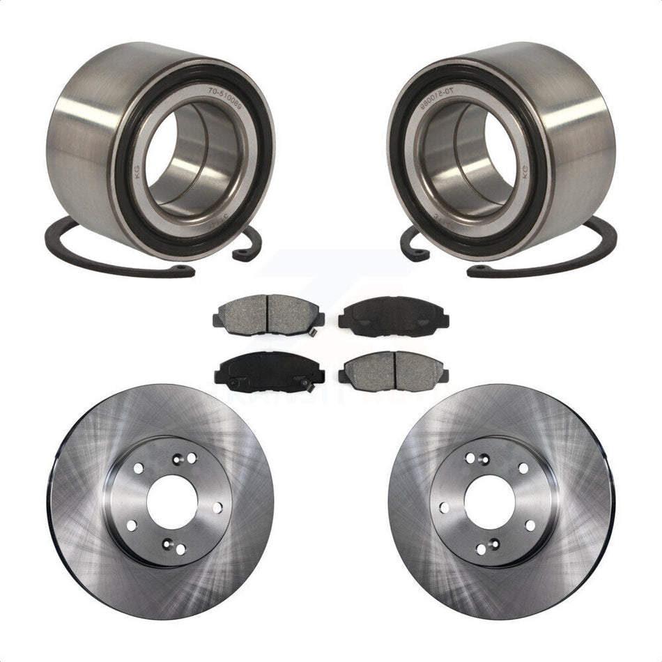 Front Wheel Bearing With Disc Brake Rotors And Semi-Metallic Pads Kit For 2011 Honda Civic GX KBB-102716
