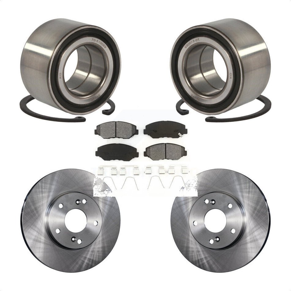 Front Wheel Bearing With Disc Brake Rotors And Semi-Metallic Pads Kit For Honda Civic KBB-102717