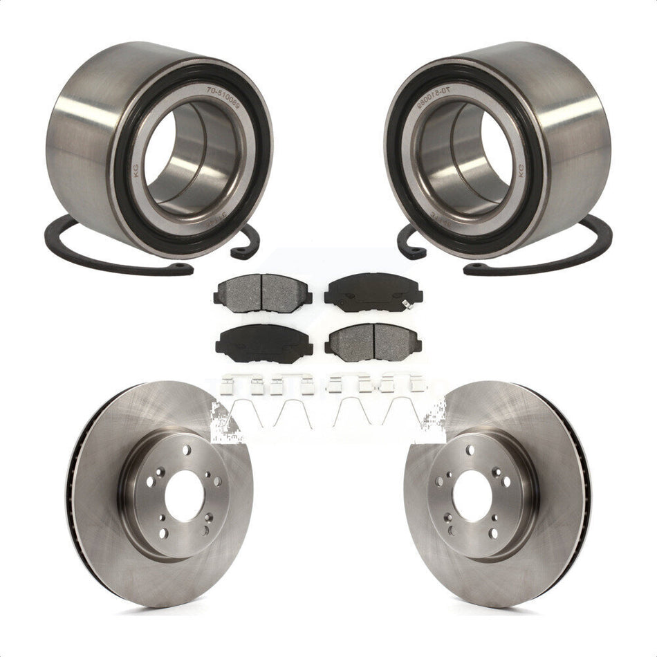 Front Wheel Bearing With Disc Brake Rotors And Semi-Metallic Pads Kit For 2015 Honda Civic EX with Manual transmission KBB-102727