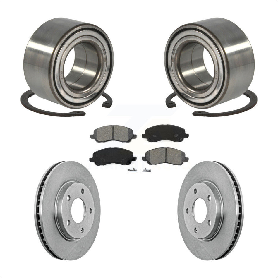 Front Wheel Bearing With Disc Brake Rotors And Semi-Metallic Pads Kit For Dodge Caliber Mitsubishi Lancer KBB-102729