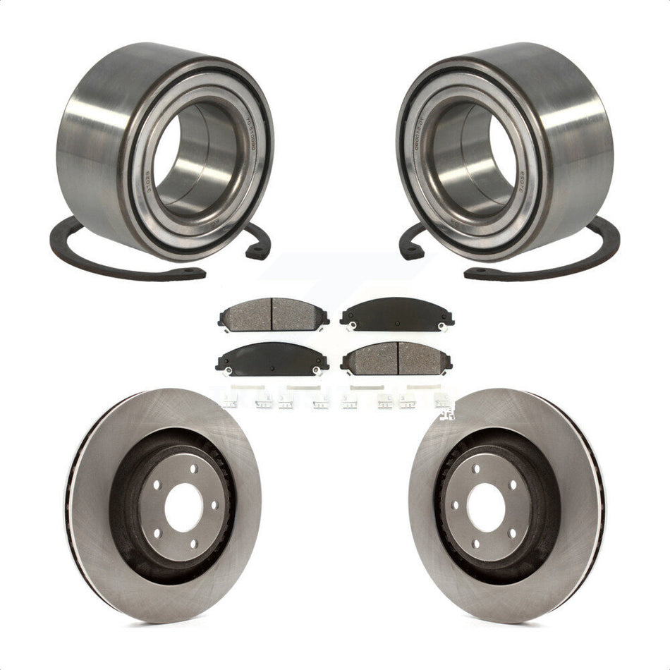Front Wheel Bearing With Disc Brake Rotors And Semi-Metallic Pads Kit For 2008-2009 Dodge Caliber SRT-4 KBB-102732