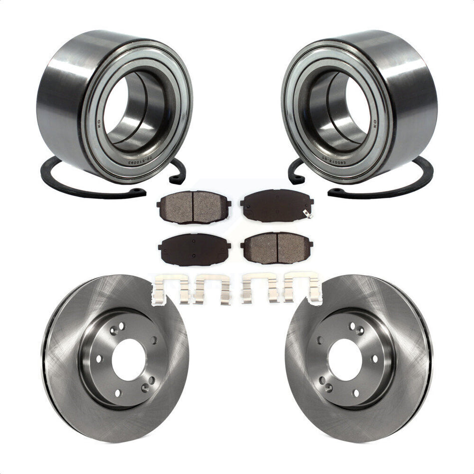 Front Wheel Bearing With Disc Brake Rotors And Semi-Metallic Pads Kit For Hyundai Elantra KBB-102740
