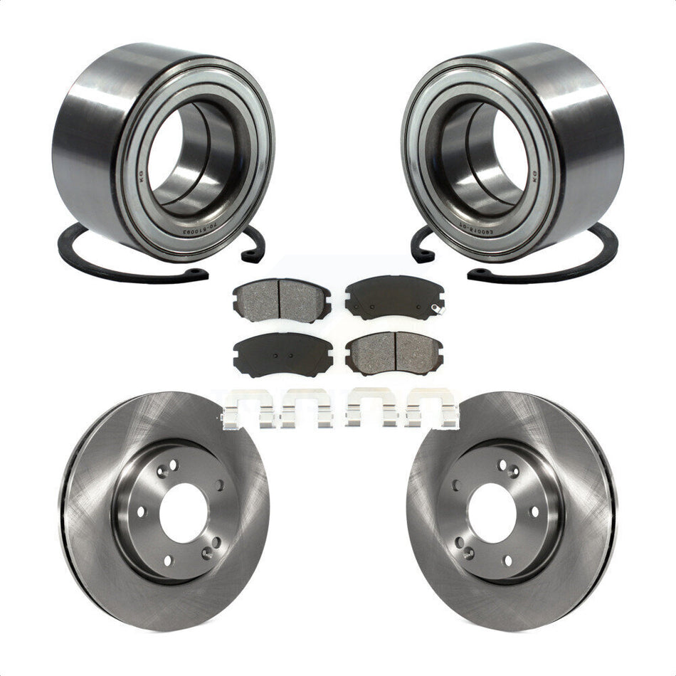 Front Wheel Bearing With Disc Brake Rotors And Semi-Metallic Pads Kit For 2012-2013 Kia Soul KBB-102741