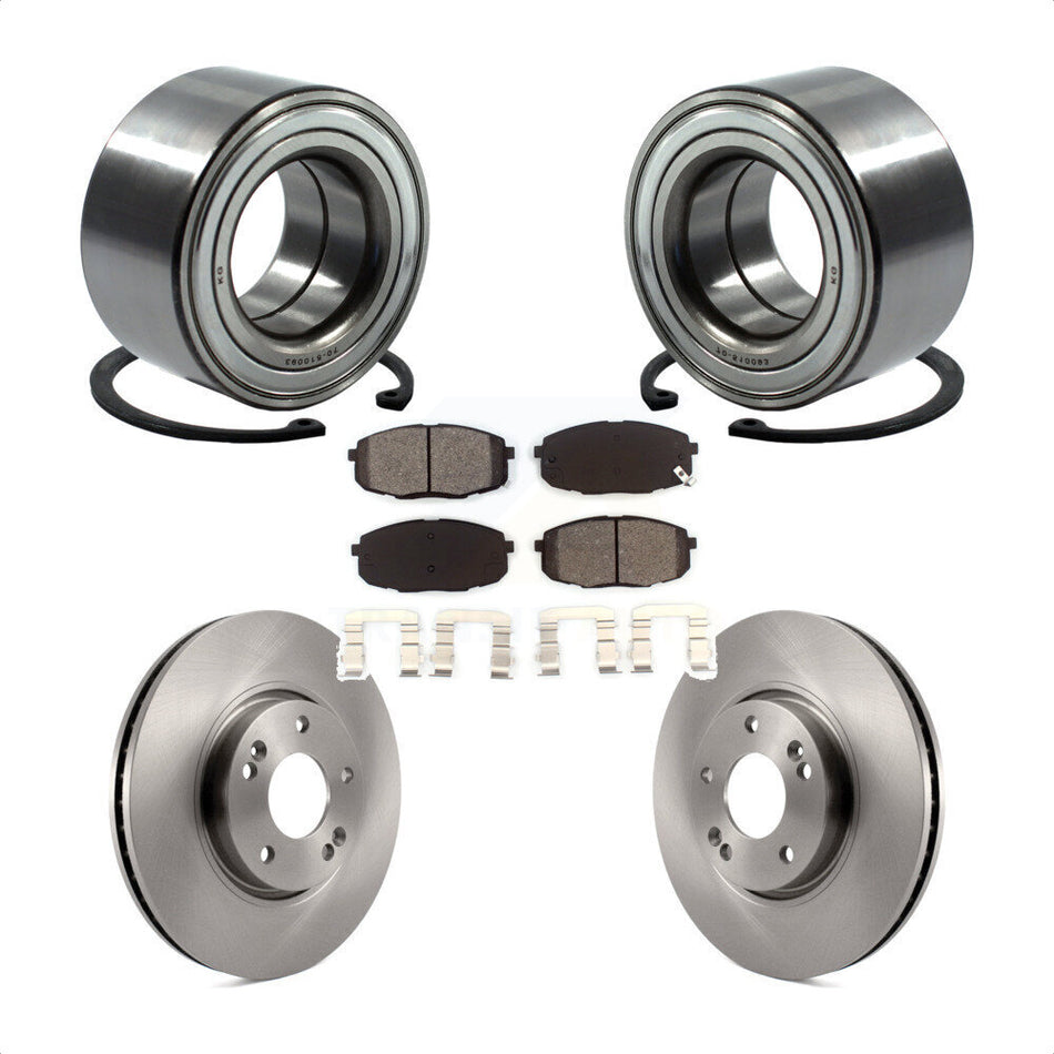 Front Wheel Bearing With Disc Brake Rotors And Semi-Metallic Pads Kit For Kia Forte Koup Forte5 KBB-102742