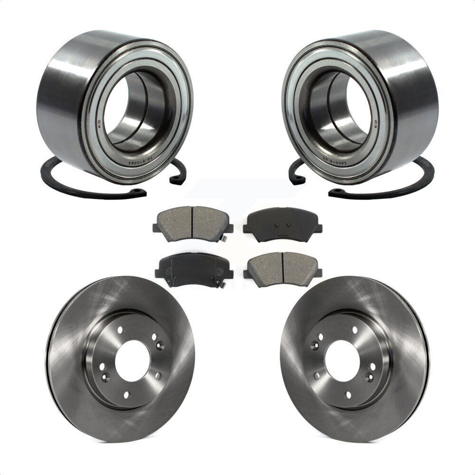 Front Wheel Bearing With Disc Brake Rotors And Semi-Metallic Pads Kit For Hyundai Elantra Kia Forte Veloster GT Forte5 Coupe Koup KBB-102752