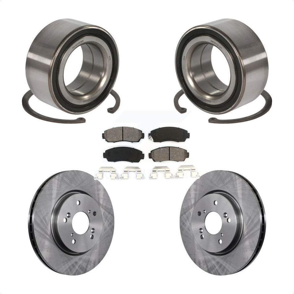 Front Wheel Bearing With Disc Brake Rotors And Semi-Metallic Pads Kit For Honda Accord Crosstour KBB-102764