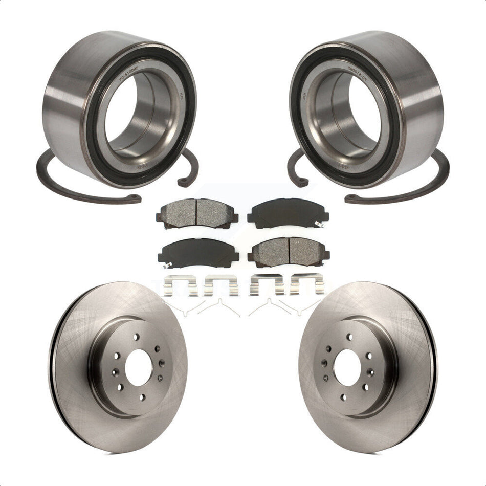 Front Wheel Bearing With Disc Brake Rotors And Semi-Metallic Pads Kit For 2009-2014 Acura TL KBB-102766