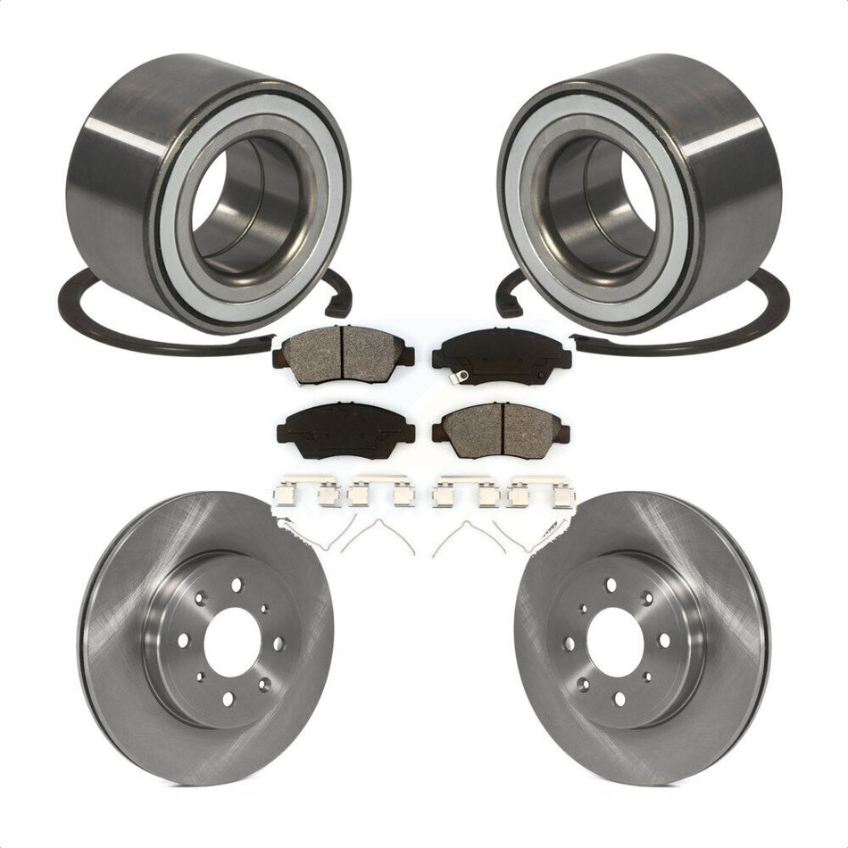 Front Wheel Bearing With Disc Brake Rotors And Semi-Metallic Pads Kit For Honda Fit KBB-102781