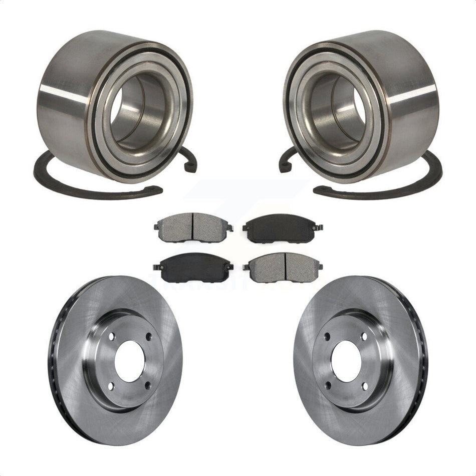 Front Wheel Bearing With Disc Brake Rotors And Semi-Metallic Pads Kit For 2010-2011 Nissan Versa 1.8L KBB-102797