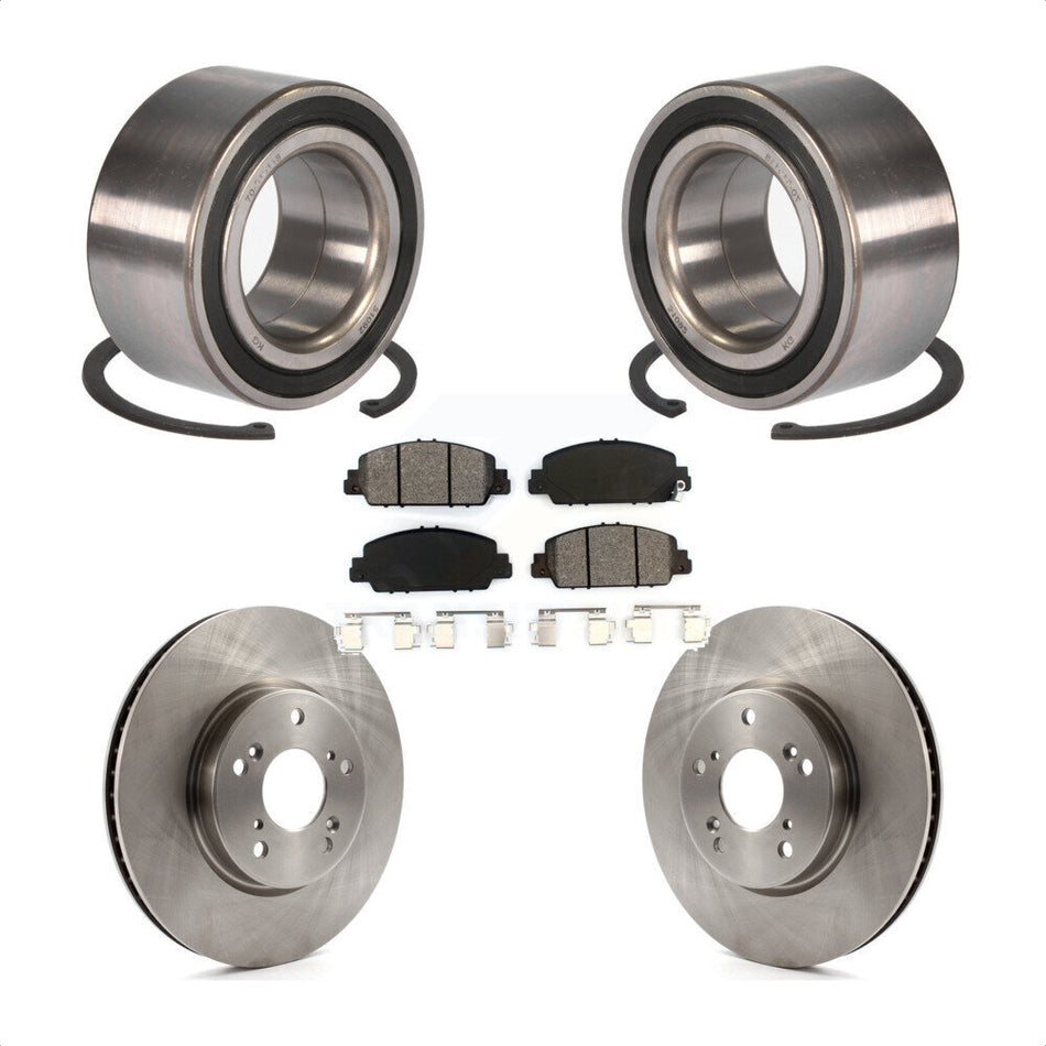 Front Wheel Bearing With Disc Brake Rotors And Semi-Metallic Pads Kit For Honda Accord KBB-102814