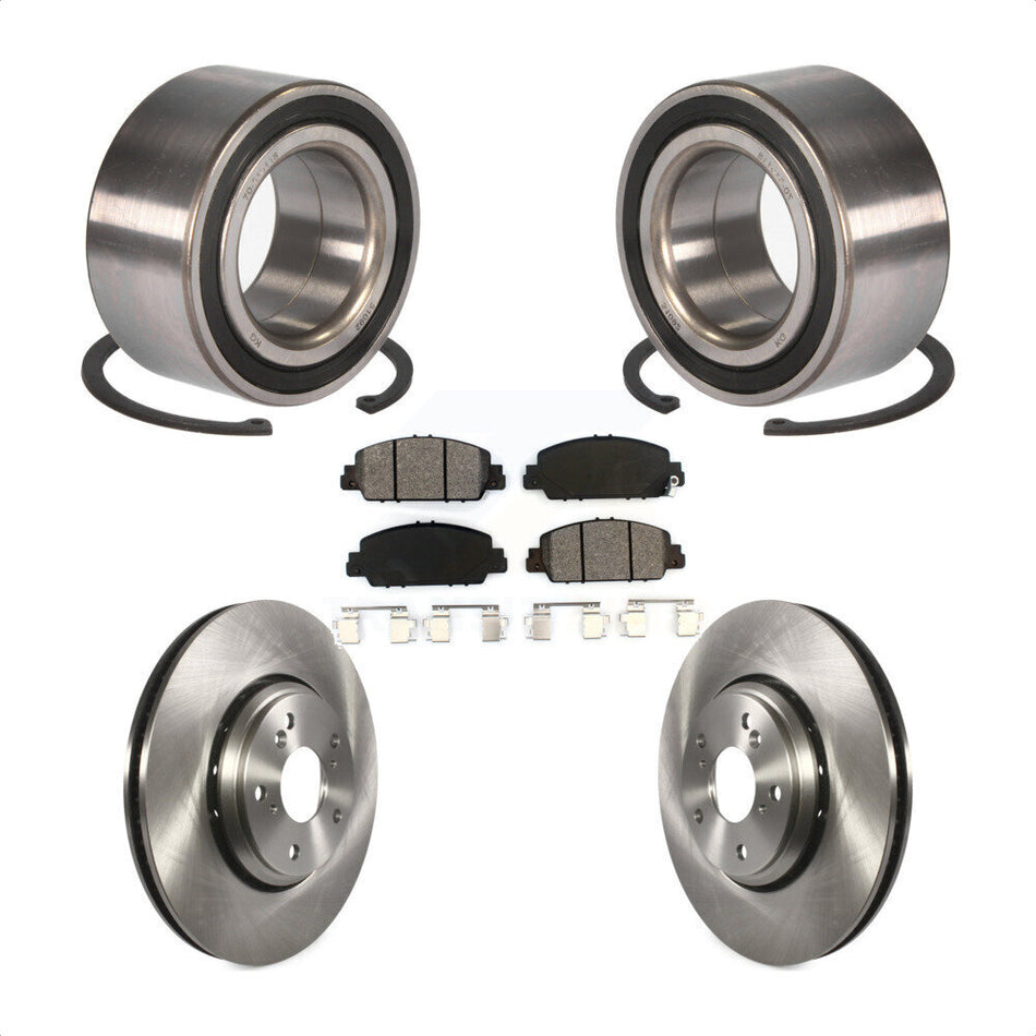 Front Wheel Bearing With Disc Brake Rotors And Semi-Metallic Pads Kit For 2017 Honda Accord Hybrid EX-L Touring KBB-102817