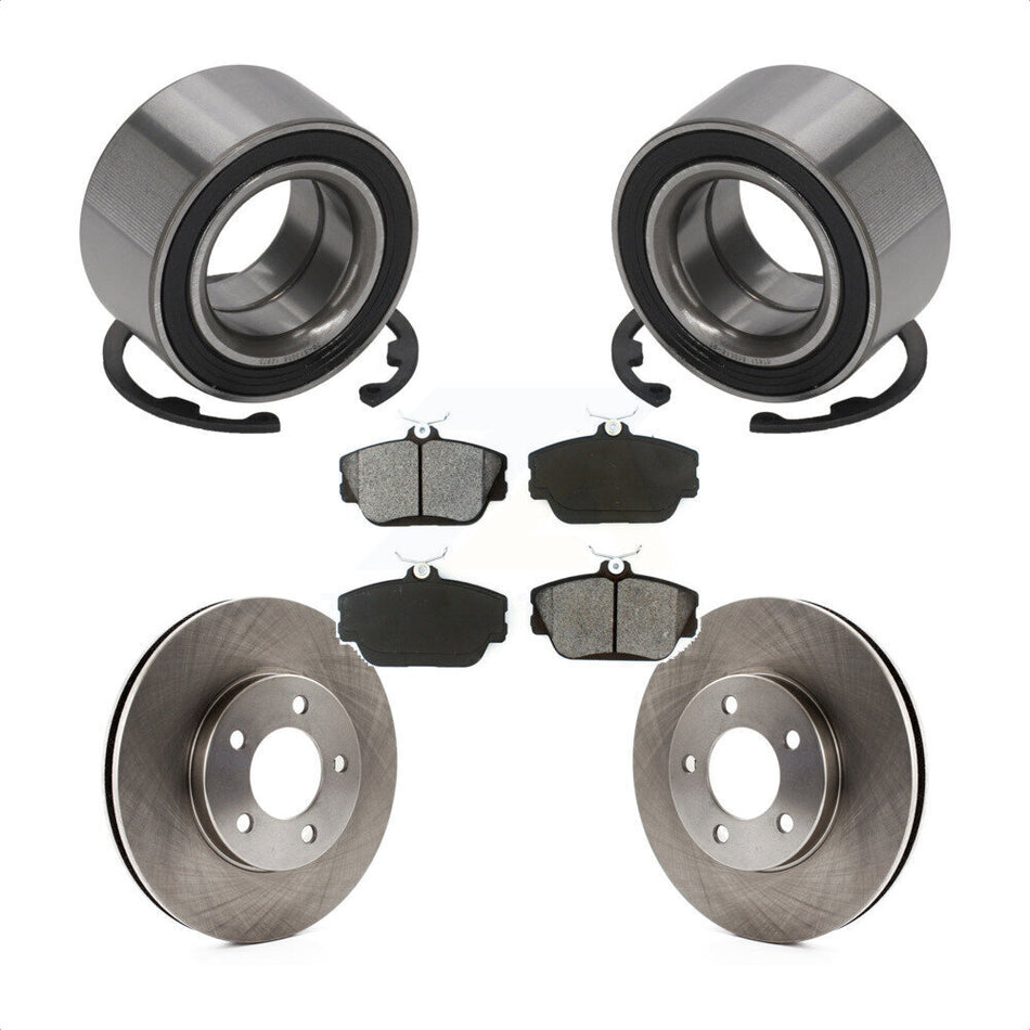 Front Wheel Bearing With Disc Brake Rotors And Semi-Metallic Pads Kit For 1994-1995 Ford Taurus SHO KBB-102827