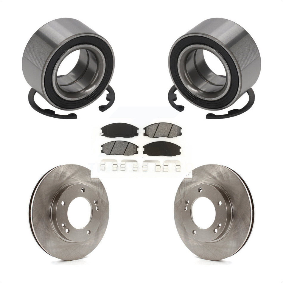 Front Wheel Bearing With Disc Brake Rotors And Semi-Metallic Pads Kit For 2003-2006 Kia Sorento KBB-102834