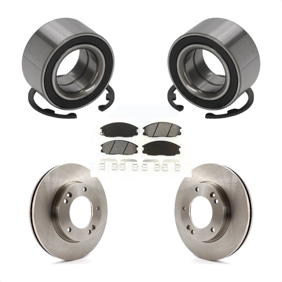 Front Wheel Bearing With Disc Brake Rotors And Semi-Metallic Pads Kit For 2007-2009 Kia Sorento KBB-102835