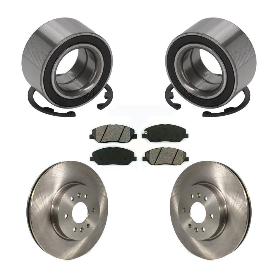 Front Wheel Bearing With Disc Brake Rotors And Semi-Metallic Pads Kit For 2009-2010 Kia Borrego KBB-102836
