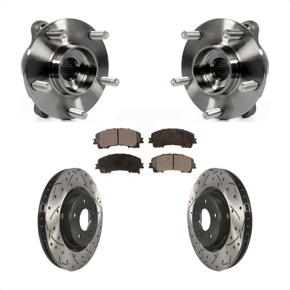 Front Hub Bearing Assembly Drilled Slot Brake Rotor Pad Kit For INFINITI Q50 QX50 Q60 AWD KBB-102959