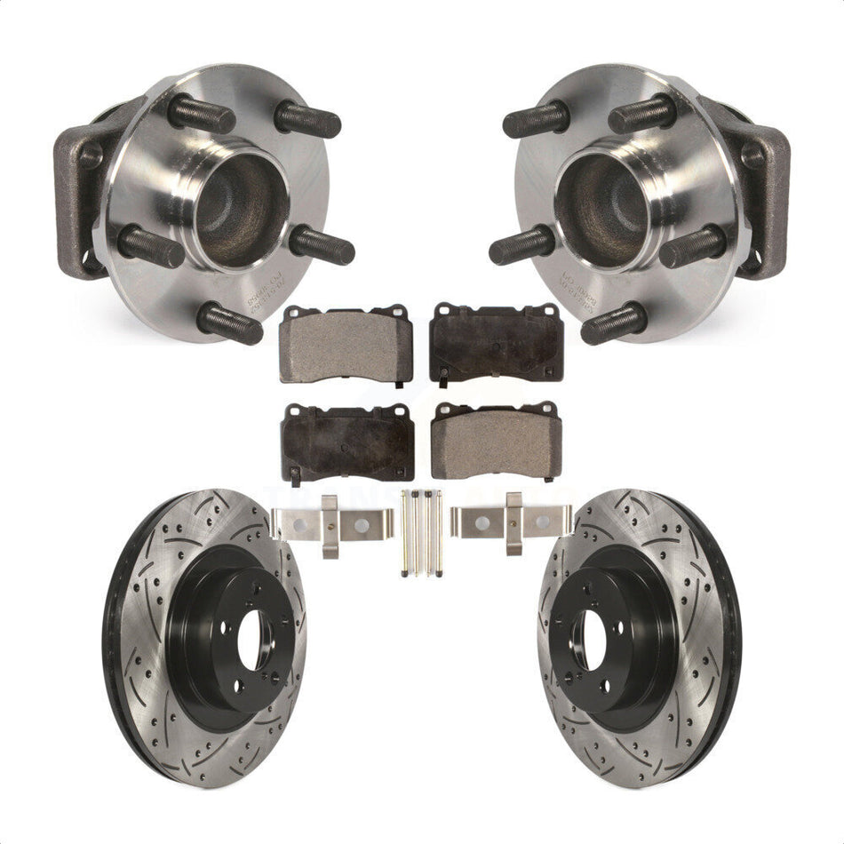 Front Hub Bearing Assembly With Coated Drilled Slotted Disc Brake Rotors And Semi-Metallic Pads Kit For 2019 Toyota 86 TRD Special Edition Without Brembo Brakes KBB-102971