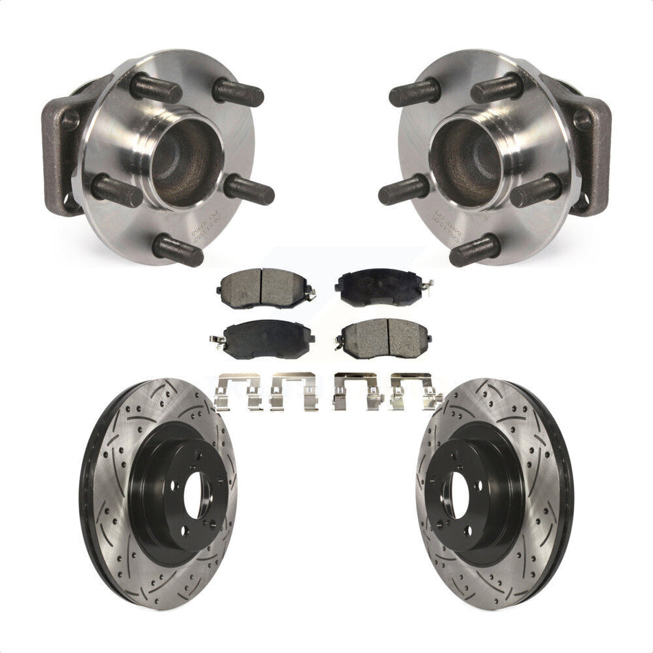 Front Hub Bearing Assembly With Coated Drilled Slotted Disc Brake Rotors And Semi-Metallic Pads Kit For Scion FR-S Subaru BRZ Toyota 86 KBB-102972