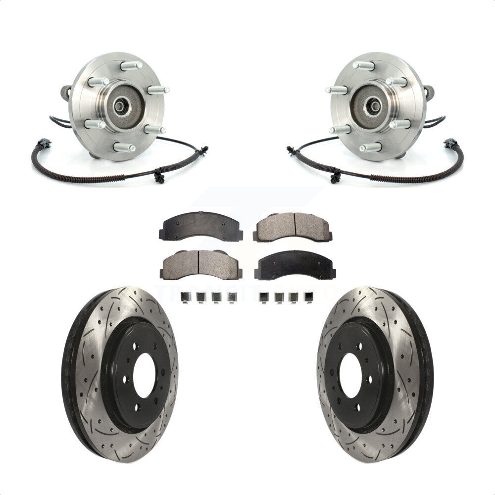 Front Hub Bearing Coated Drill Slot Brake Rotor Pad Kit For Ford F-150 Expedition Lincoln KBB-103029