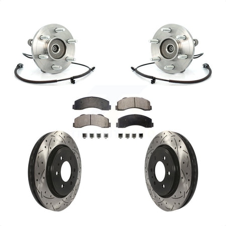 Front Hub Bearing Coated Drill Slot Brake Rotor Pad Kit For Ford F-150 Expedition Lincoln KBB-103029