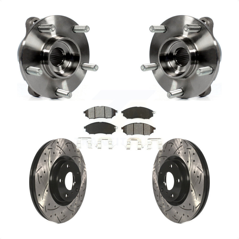 Front Hub Bearing Drill Slot Brake Rotor Pads Kit For INFINITI G37 EX35 G35 QX50 QX70 M35 KBB-103152