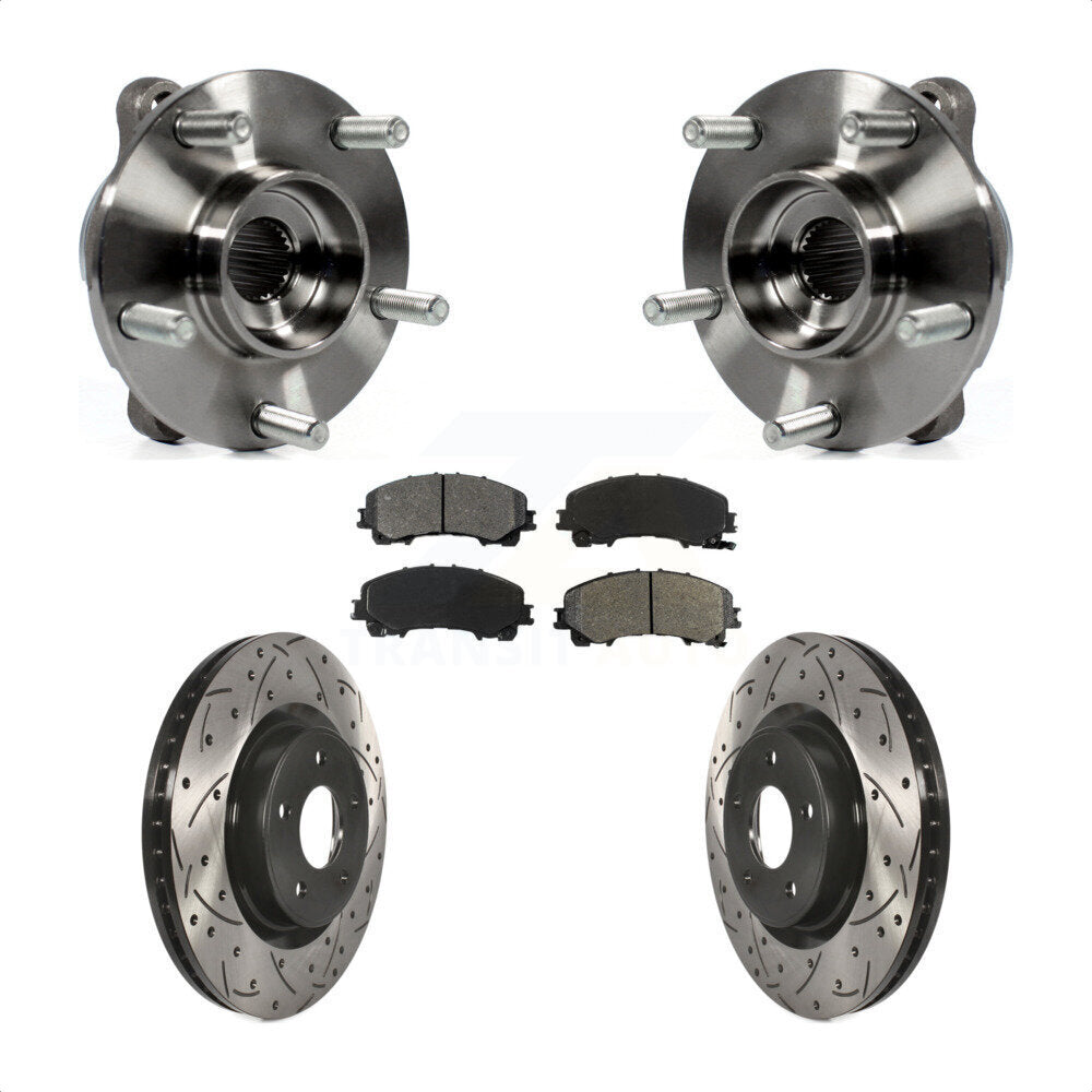 Front Hub Bearing Assembly Drilled Slot Brake Rotor Pad Kit For INFINITI Q50 QX50 Q60 AWD KBB-103154