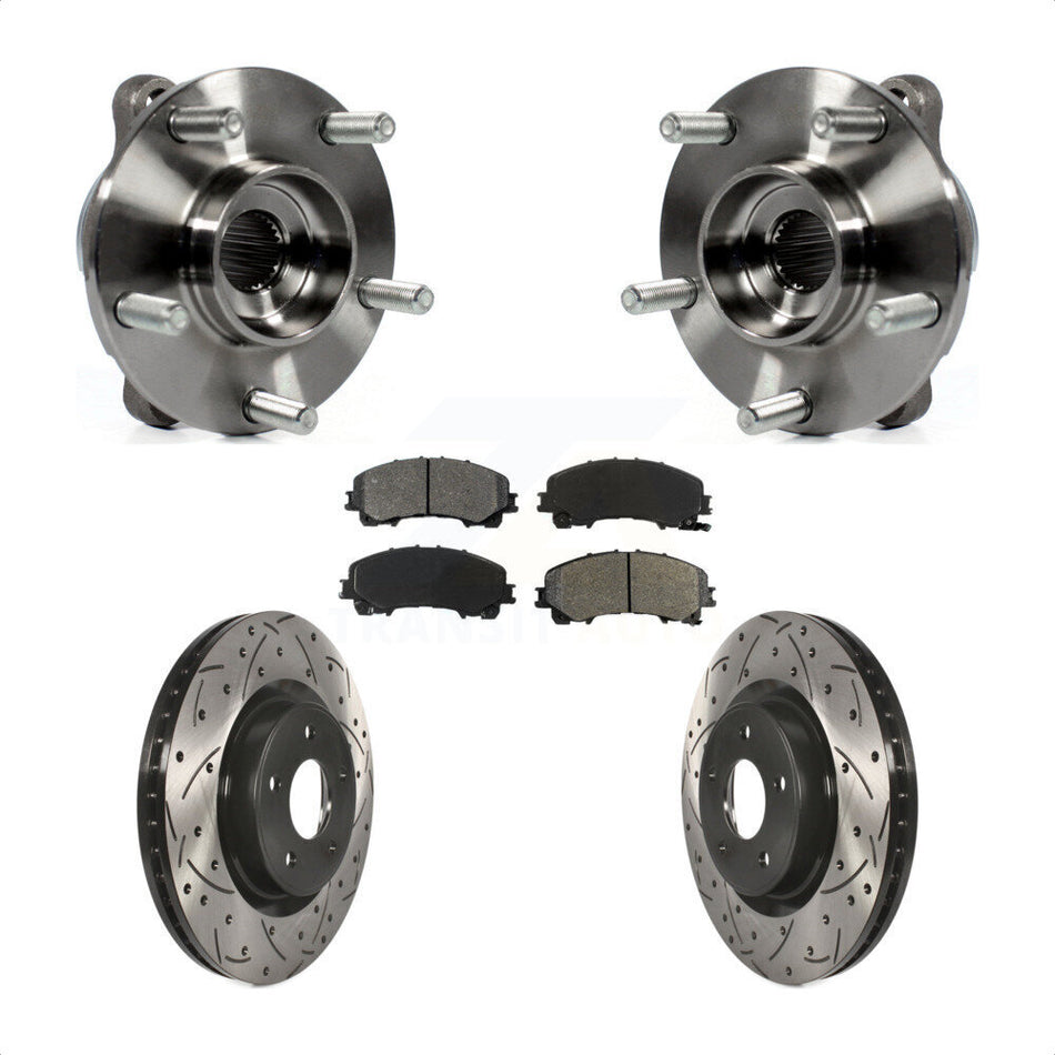 Front Hub Bearing Assembly Drilled Slot Brake Rotor Pad Kit For INFINITI Q50 QX50 Q60 AWD KBB-103154